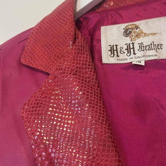 H&H Leather Vintage Pink and Red Jacket, Size 10 - Picture 5 of 13